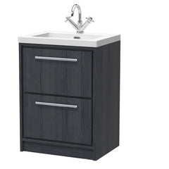 [BFIF2233L] Longnor 2 Drawer Floor Standing Vanity Unit with Modern Fireclay Basin - Choice of Size and Colour - Cutout