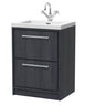 [BFIF2233L] Longnor 2 Drawer Floor Standing Vanity Unit with Modern Fireclay Basin - Choice of Size and Colour - Cutout