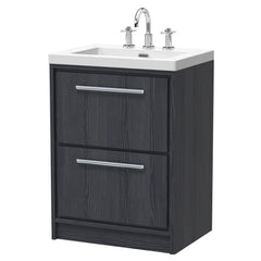 [BFIF2233M] Longnor 2 Drawer Floor Standing Vanity Unit with 3 Tap Hole Modern Fireclay Basin - Choice of Size and Colour - Cutout