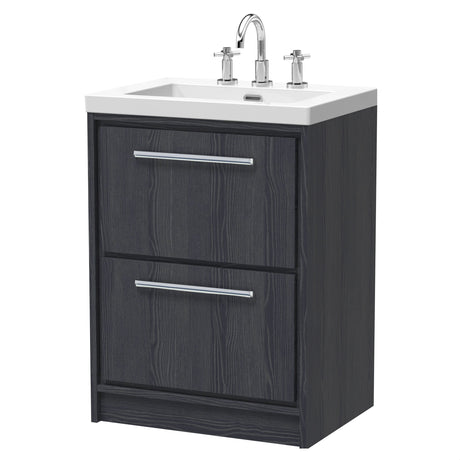 [BFIF2233M] Longnor 2 Drawer Floor Standing Vanity Unit with 3 Tap Hole Modern Fireclay Basin - Choice of Size and Colour - Cutout