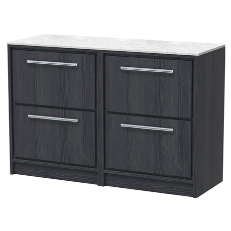 [BFIF2233WMT2] Longnor 4 Drawer Floor Standing Vanity Unit with White Marble Worktop - Choice of Colour - Cutout