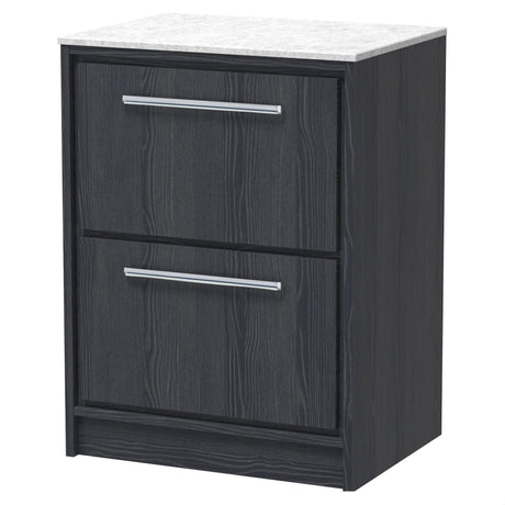 [BFIF2233WMT] Longnor 2 Drawer Floor Standing Vanity Unit with White Marble Worktop - Choice of Size and Colour - Cutout