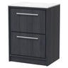 [BFIF2233WMT] Longnor 2 Drawer Floor Standing Vanity Unit with White Marble Worktop - Choice of Size and Colour - Cutout
