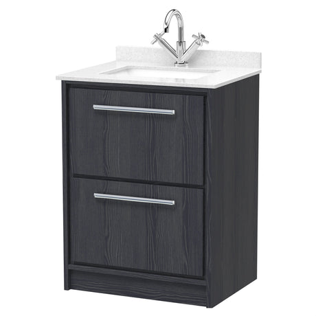 [BFIF2233WS1] Longnor 2 Drawer Floor Standing Vanity Unit with Square Basin and Marble Worktop - Choice of Size and Colour - Cutout