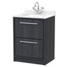 [BFIF2233WS1] Longnor 2 Drawer Floor Standing Vanity Unit with Square Basin and Marble Worktop - Choice of Size and Colour - Cutout