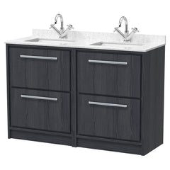 [BFIF2233WS2] Longnor 4 Drawer Floor Standing Vanity Unit with Square Basin and Marble Worktop - Choice of Colour - Cutout