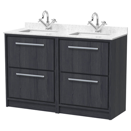 [BFIF2233WS2] Longnor 4 Drawer Floor Standing Vanity Unit with Square Basin and Marble Worktop - Choice of Colour - Cutout