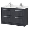 [BFIF2233WS2] Longnor 4 Drawer Floor Standing Vanity Unit with Square Basin and Marble Worktop - Choice of Colour - Cutout
