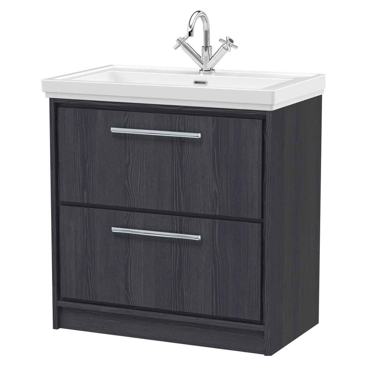 [BFIF2235A] Longnor 2 Drawer Floor Standing Vanity Unit with Traditional Fireclay Basin - Choice of Size and Colour - Cutout