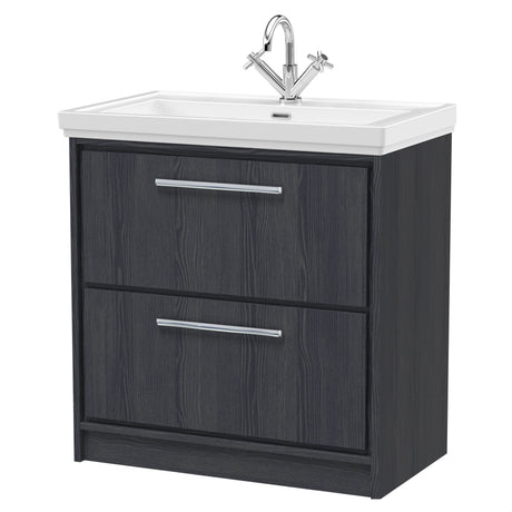 [BFIF2235A] Longnor 2 Drawer Floor Standing Vanity Unit with Traditional Fireclay Basin - Choice of Size and Colour - Cutout