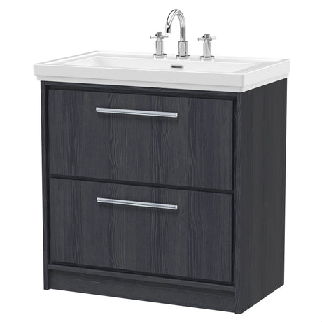 [BFIF2235B] Longnor 2 Drawer Floor Standing Vanity Unit with 3 Tap Hole Traditional Fireclay Basin - Choice of Size and Colour - Cutout