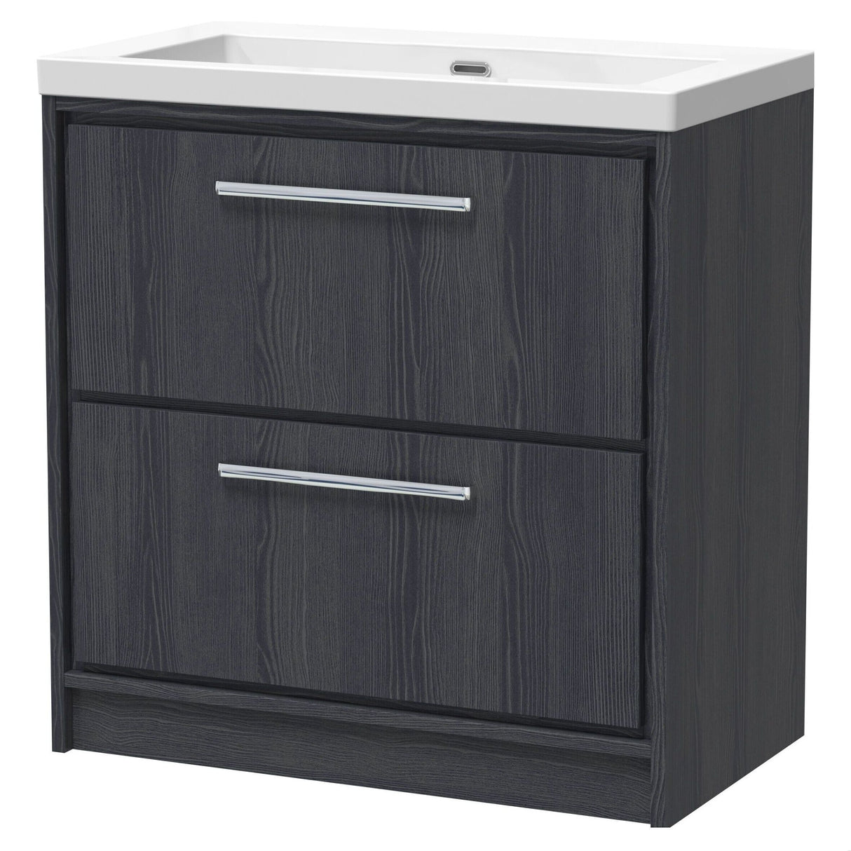[BFIF2235K] Longnor 2 Drawer Floor Standing Vanity Unit with No Tap Hole Modern Fireclay Basin - Choice of Size and Colour - Cutout