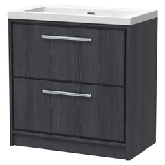 [BFIF2235K] Longnor 2 Drawer Floor Standing Vanity Unit with No Tap Hole Modern Fireclay Basin - Choice of Size and Colour - Cutout