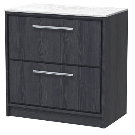 [BFIF2235WMT] Longnor 2 Drawer Floor Standing Vanity Unit with White Marble Worktop - Choice of Size and Colour - Cutout