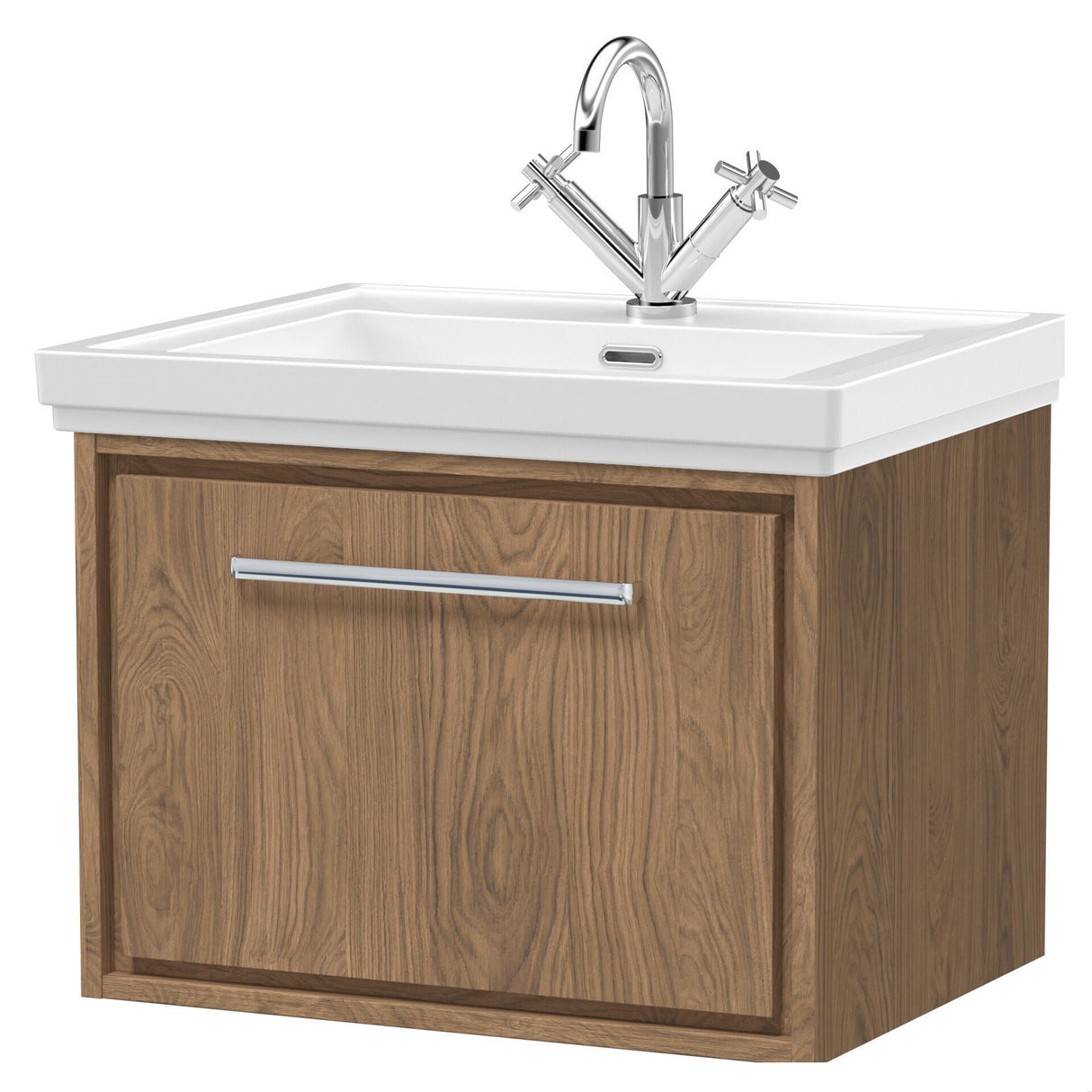 [BFIF2722A] Longnor 1 Drawer Wall Hung Vanity Unit with Traditional Fireclay Basin - Choice of Size and Colour - Cutout