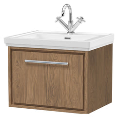 [BFIF2722A] Longnor 1 Drawer Wall Hung Vanity Unit with Traditional Fireclay Basin - Choice of Size and Colour - Cutout