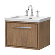 [BFIF2722M] Longnor 1 Drawer Wall Hung Vanity Unit with 3 Tap Hole Modern Fireclay Basin, Antique Oak, 600mm - Cutout