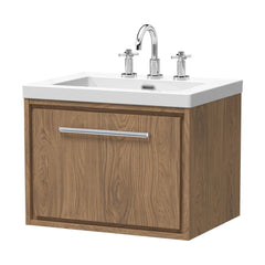 [BFIF2722M] Longnor 1 Drawer Wall Hung Vanity Unit with 3 Tap Hole Modern Fireclay Basin - Choice of Size and Colour - Cutout