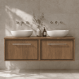 [BFIF2722W2] Longnor 1 Drawer Wall Hung Vanity Unit with Worktop, Antique Oak, 600mm - Silo