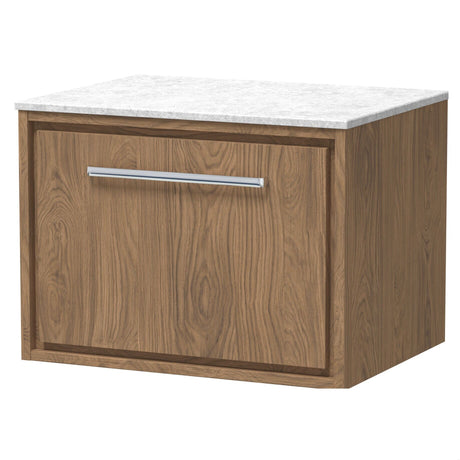 [BFIF2722WMT] Longnor 1 Drawer Wall Hung Vanity Unit with White Marble Worktop - Choice of Size and Colour - Cutout