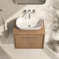 [BFIF2722W] Longnor 1 Drawer Wall Hung Vanity Unit with Worktop - Choice of Size and Colour