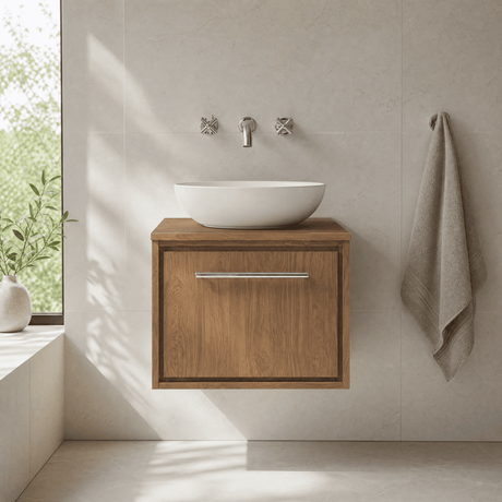 [BFIF2722W] Longnor 1 Drawer Wall Hung Vanity Unit with Worktop - Choice of Size and Colour - Silo