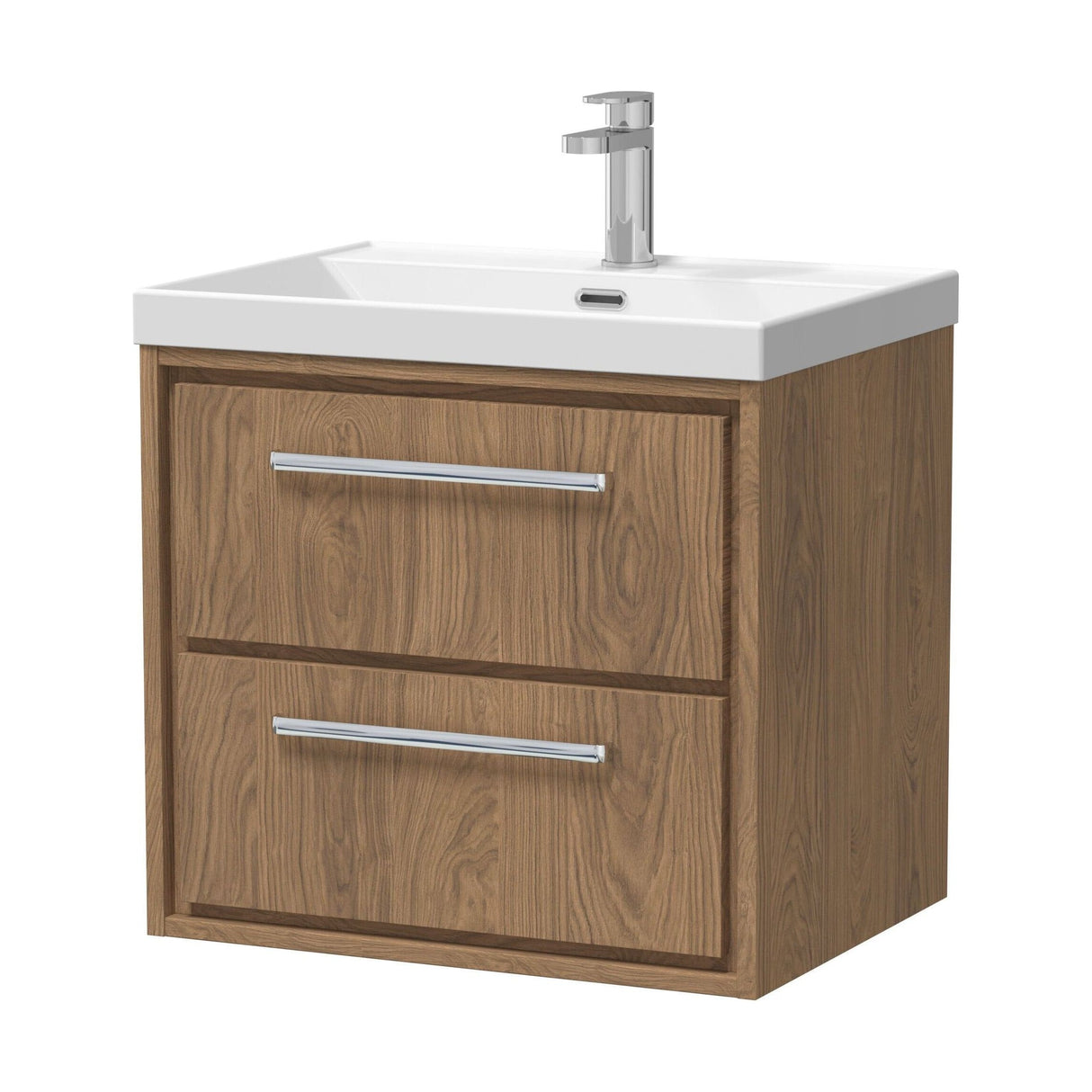 [BFIF2724E] Contemporary Longnor 2 Drawer Wall Hung Vanity Unit with 1 Tap Hole Thin Edge Basin, Choice of Size and Colour - Cutout