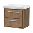 [BFIF2724H] Longnor 2 Drawer Wall Hung Vanity Unit with 0 Tap Hole Traditional Fireclay Basin, Antique Oak, 600mm - Cutout