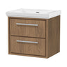 [BFIF2724H] Longnor 2 Drawer Wall Hung Vanity Unit with No Tap Hole Traditional Fireclay Basin - Choice of Size and Colour - Cutout