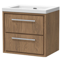 [BFIF2724K] Longnor 2 Drawer Wall Hung Vanity Unit with No Tap Hole Modern Fireclay Basin - Choice of Size and Colour - Cutout