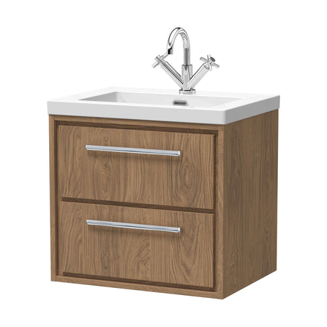 [BFIF2724L] Longnor 2 Drawer Wall Hung Vanity Unit with Modern Fireclay Basin - Choice of Size and Colour - Cutout