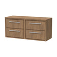 [BFIF2724W2] Longnor 4 Drawer Wall Hung Vanity Unit with Worktop, Antique Oak, 1200mm - Cutout