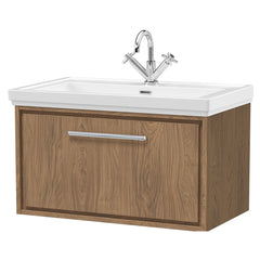 [BFIF2725A] Longnor 1 Drawer Wall Hung Vanity Unit with Traditional Fireclay Basin - Choice of Size and Colour - Cutout