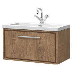 [BFIF2725L] Longnor 1 Drawer Wall Hung Vanity Unit with Modern Fireclay Basin - Choice of Size and Colour - Cutout