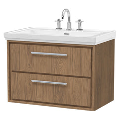 [BFIF2726B] Longnor 2 Drawer Wall Hung Vanity Unit with 3 Tap Hole Traditional Fireclay Basin - Choice of Size and Colour - Cutout