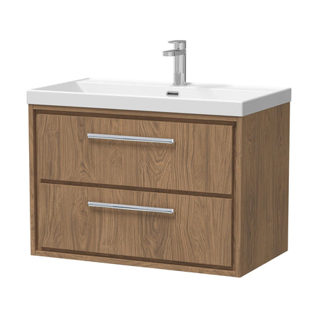 [BFIF2726E] Contemporary Longnor 2 Drawer Wall Hung Vanity Unit with 1 Tap Hole Thin Edge Basin, Choice of Size and Colour - Cutout
