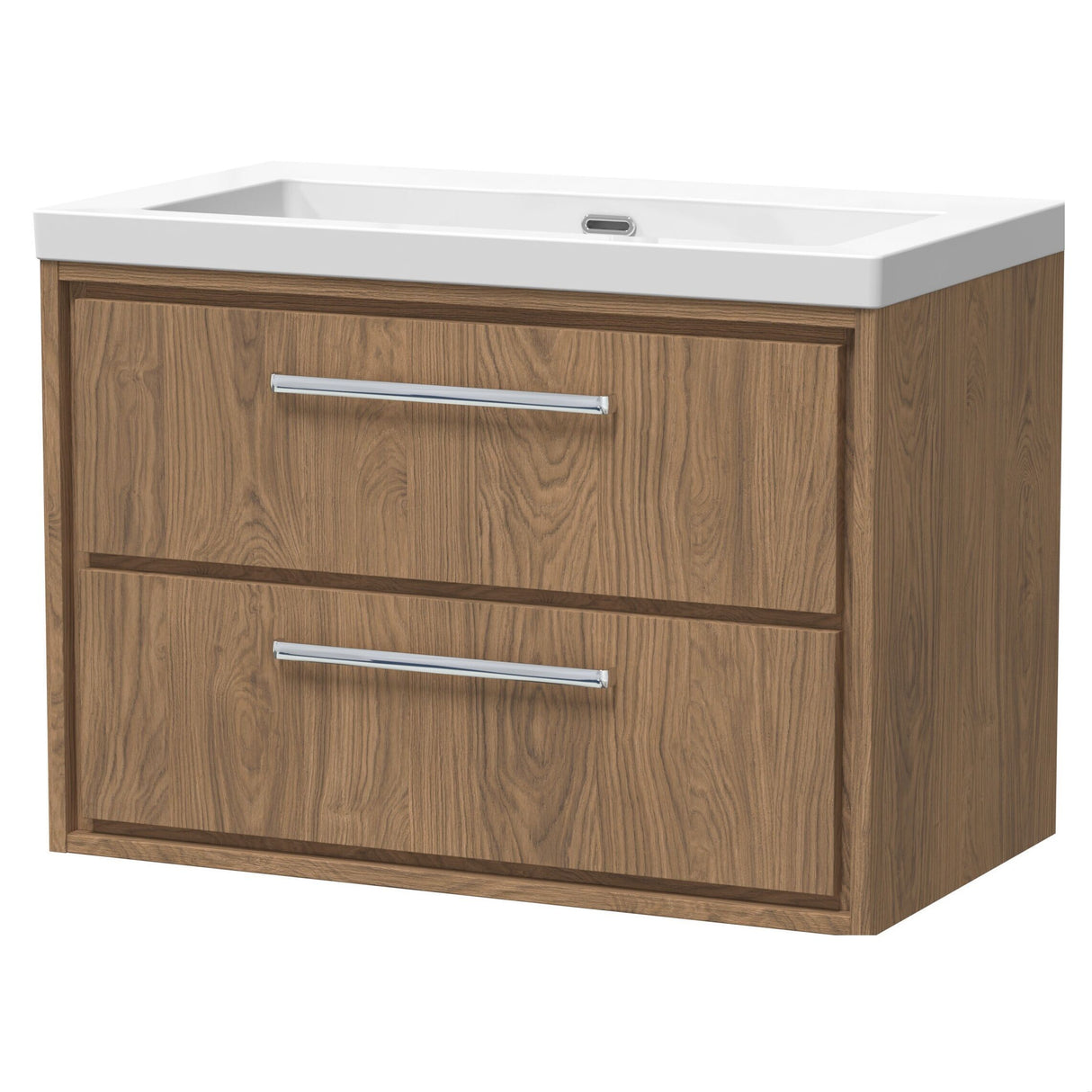 [BFIF2726K] Longnor 2 Drawer Wall Hung Vanity Unit with No Tap Hole Modern Fireclay Basin - Choice of Size and Colour - Cutout