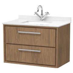 [BFIF2726WS1] Longnor 2 Drawer Wall Hung Vanity Unit with Square Basin and Marble Worktop - Choice of Size and Colour - Cutout