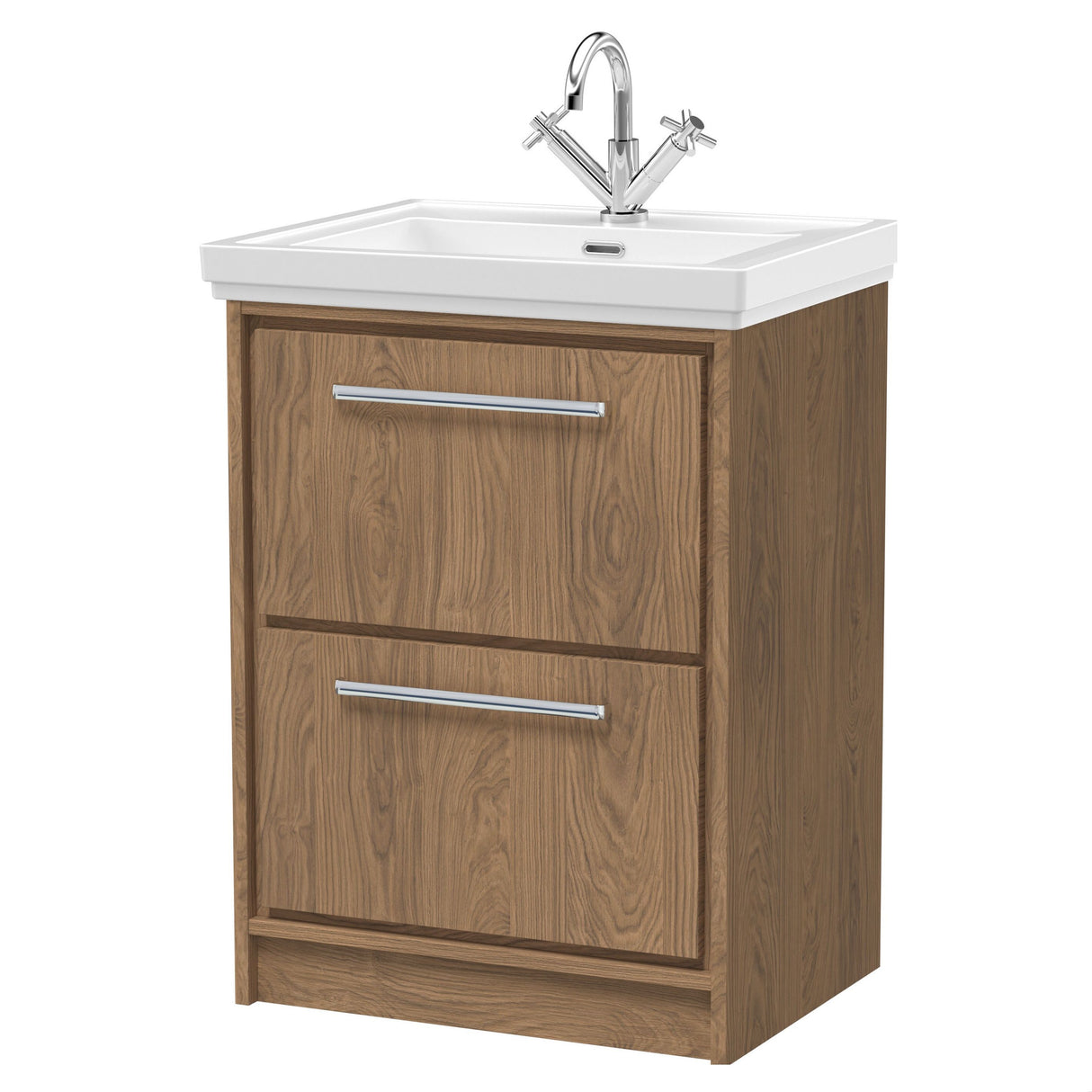 [BFIF2733A] Longnor 2 Drawer Floor Standing Vanity Unit with Traditional Fireclay Basin - Choice of Size and Colour - Cutout