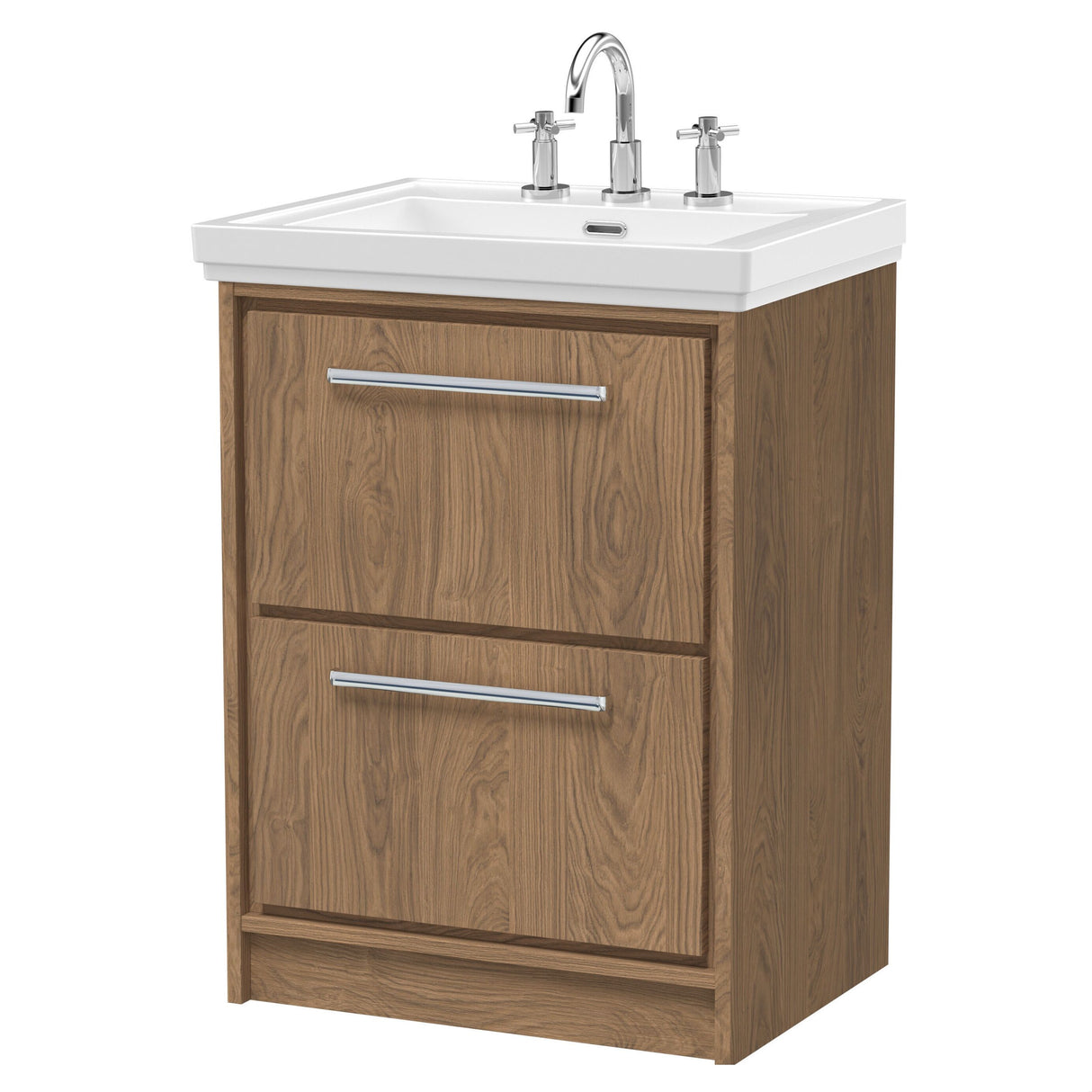 [BFIF2733B] Longnor 2 Drawer Floor Standing Vanity Unit with 3 Tap Hole Traditional Fireclay Basin - Choice of Size and Colour - Cutout