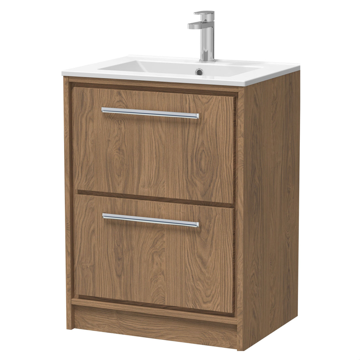 [BFIF2733C] Longnor 2 Drawer Floor Standing Vanity Unit with Minimalist Basin - Choice of Size and Colour - Cutout