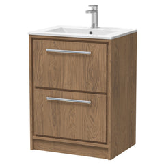 [BFIF2733C] Longnor 2 Drawer Floor Standing Vanity Unit with Minimalist Basin - Choice of Size and Colour - Cutout