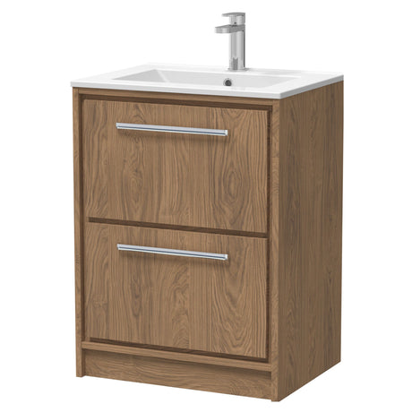 [BFIF2733C] Longnor 2 Drawer Floor Standing Vanity Unit with Minimalist Basin - Choice of Size and Colour - Cutout