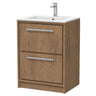 [BFIF2733C] Longnor 2 Drawer Floor Standing Vanity Unit with Minimalist Basin - Choice of Size and Colour - Cutout