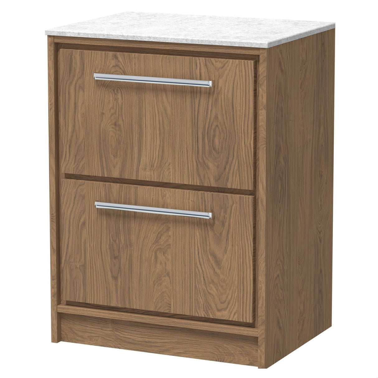 [BFIF2733WMT] Longnor 2 Drawer Floor Standing Vanity Unit with White Marble Worktop - Choice of Size and Colour - Cutout