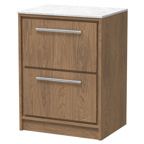[BFIF2733WMT] Longnor 2 Drawer Floor Standing Vanity Unit with White Marble Worktop - Choice of Size and Colour - Cutout