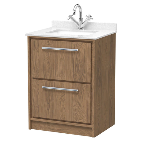 [BFIF2733WS1] Longnor 2 Drawer Floor Standing Vanity Unit with Square Basin and Marble Worktop - Choice of Size and Colour - Cutout