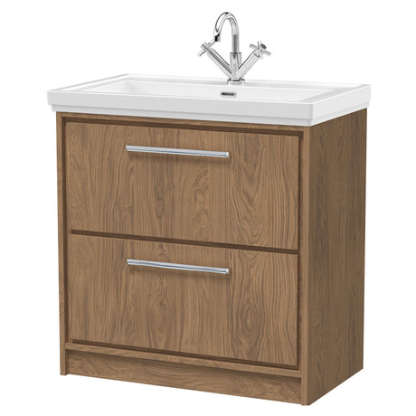 [BFIF2735A] Longnor 2 Drawer Floor Standing Vanity Unit with Traditional Fireclay Basin - Choice of Size and Colour - Cutout