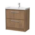 [BFIF2735E] Longnor 2 Drawer Floor Standing Vanity Unit with 1 Tap Hole Thin Edge Basin, Antique Oak, 800mm - Cutout