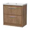 [BFIF2735K] Longnor 2 Drawer Floor Standing Vanity Unit with No Tap Hole Modern Fireclay Basin - Choice of Size and Colour - Cutout